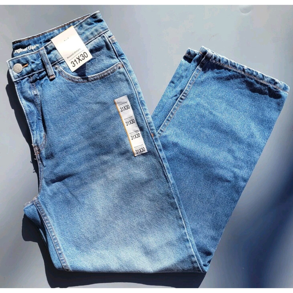 Original Use Mens Relaxed Straight Leg Jeans Blue Denim 31 x 30